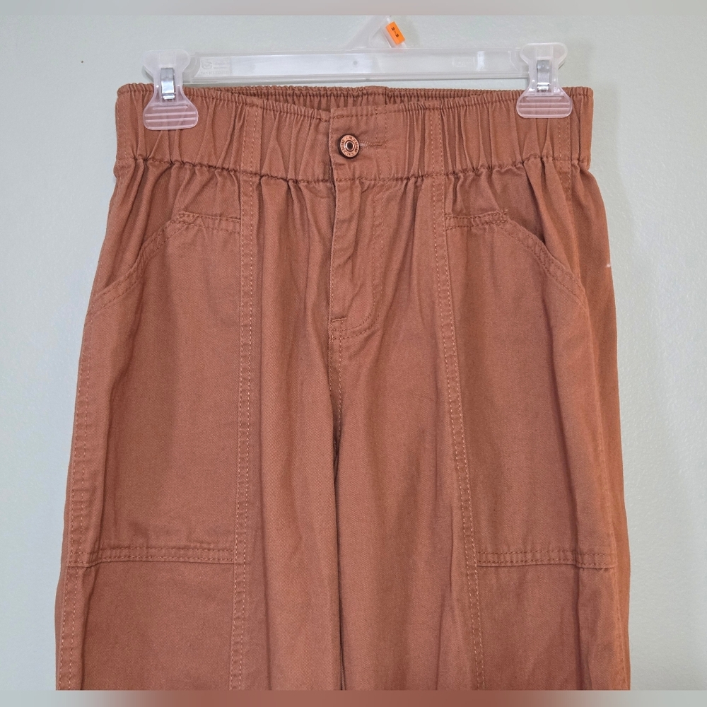 ​Rewash Wide Leg Khaki Pants Brown Rust Coastal Boho Casual 100% Cotton Sz S - Picture 5 of 10